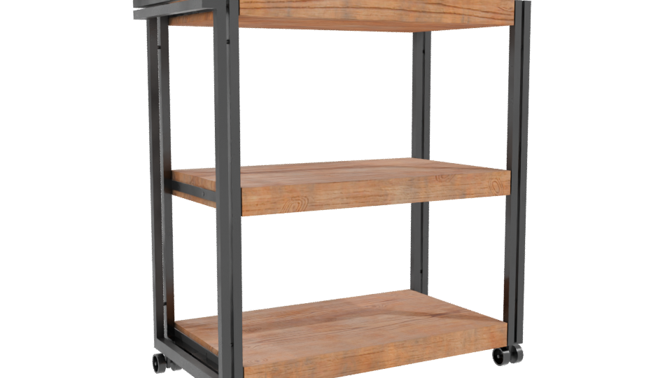 Industrial Wooden Shelf Rack 3D - Professional 3D Model Render 10