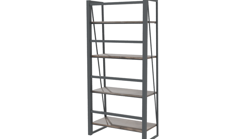 Industrial Wooden Shelf Unit 3D - Professional 3D Model Render 6