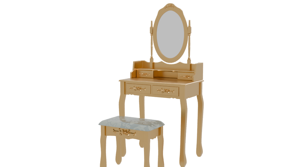 Elegant Vintage Vanity Set 3D - Professional 3D Model Render 12