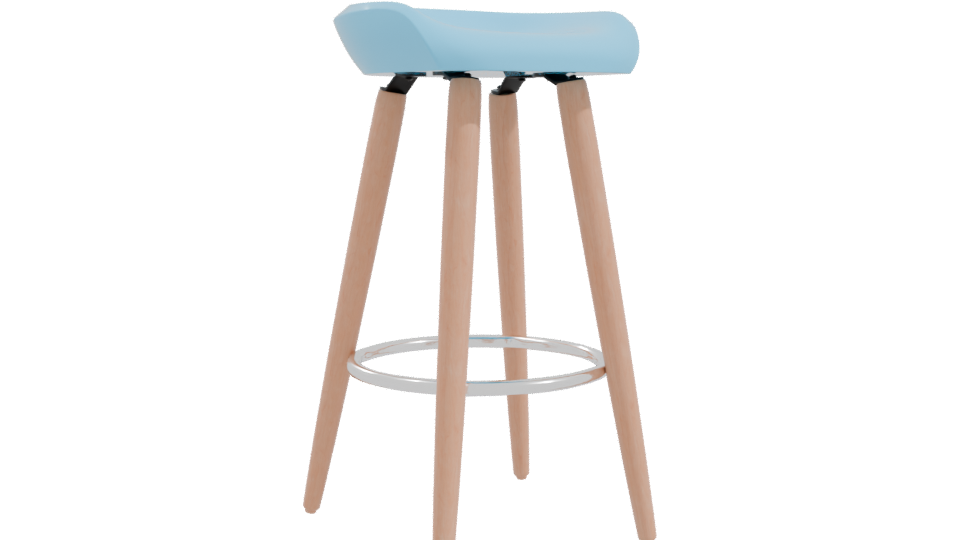 Contemporary Bar Stool with Wooden Legs 3D Model - Professional 3D Model Render 10