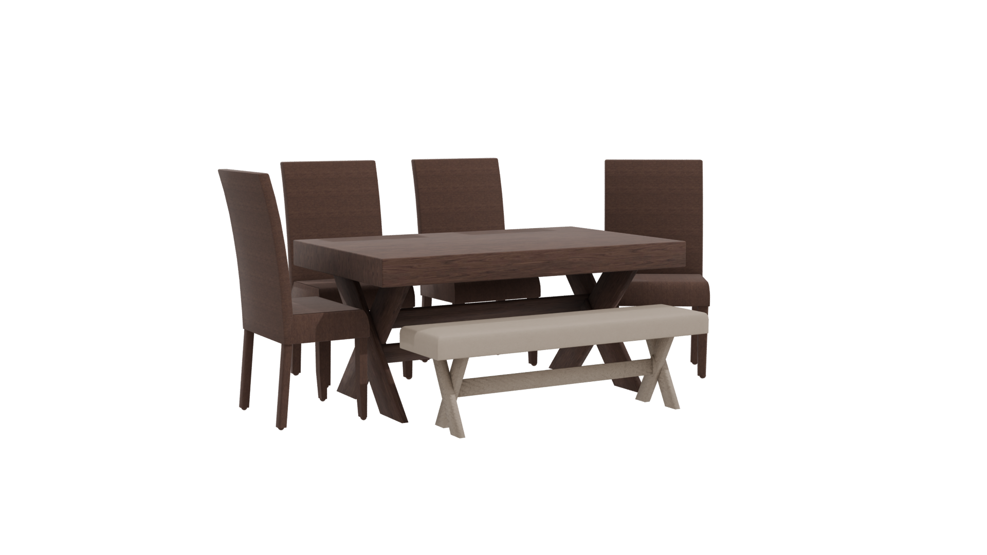 Elegant Wooden Dining Set 3D - Professional 3D Model Render 10