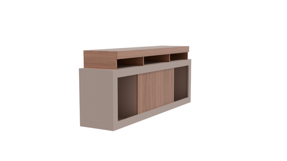Stylish Wooden Media Console 3D - Professional 3D Model Render 9