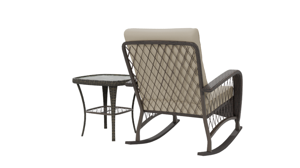 Contemporary Outdoor Lounge Chair and Accent Table 3D Model - Professional 3D Model Render 6