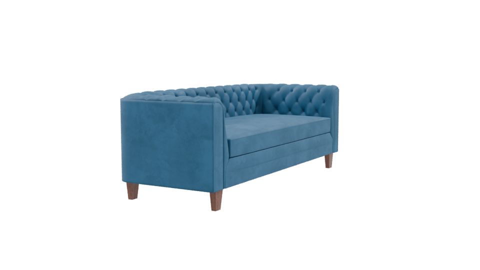Stylish Blue Upholstered Sofa - Professional 3D Model Render 9