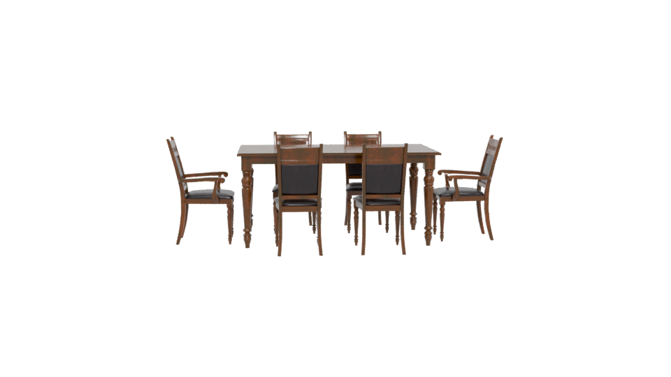 Elegant Wooden Dining Table Set - Professional 3D Model Render 5
