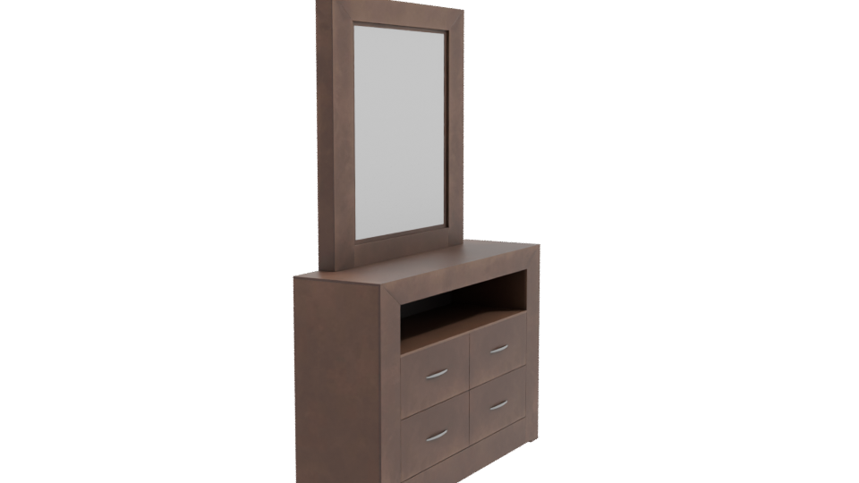 Modern Wood Vanity with Mirror 3D Model - Professional 3D Model Render 9