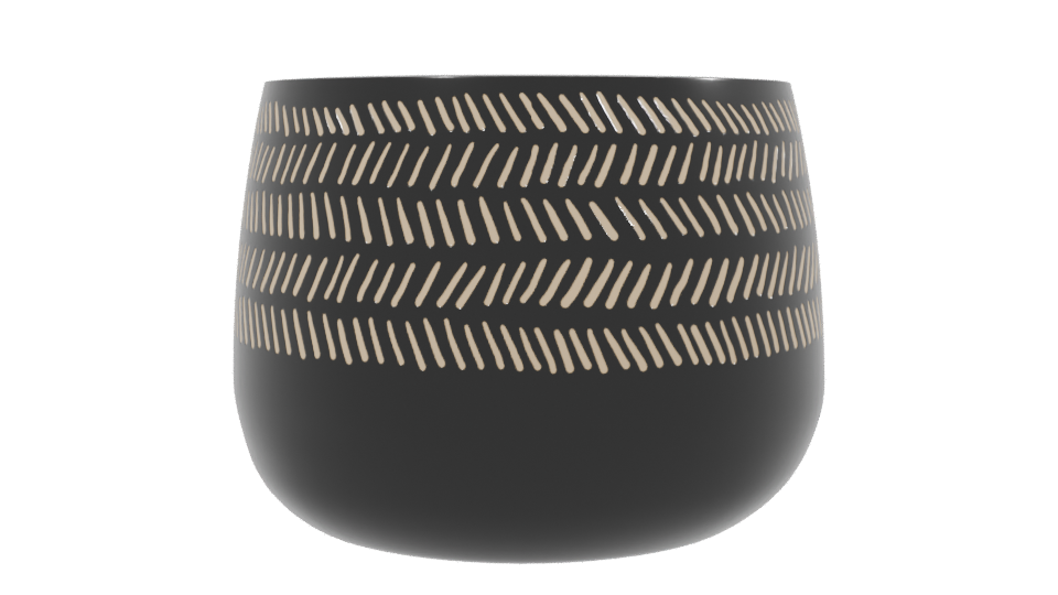 Stylish Ceramic Planter with Modern Cutout Design - Professional 3D Model Render 2