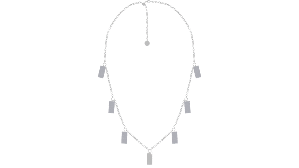 Elegant Silver Chain Necklace with Gemstone Accents - Professional 3D Model Render 5