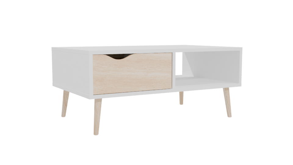 Modern White Oak Coffee Table 3D - Professional 3D Model Render 4