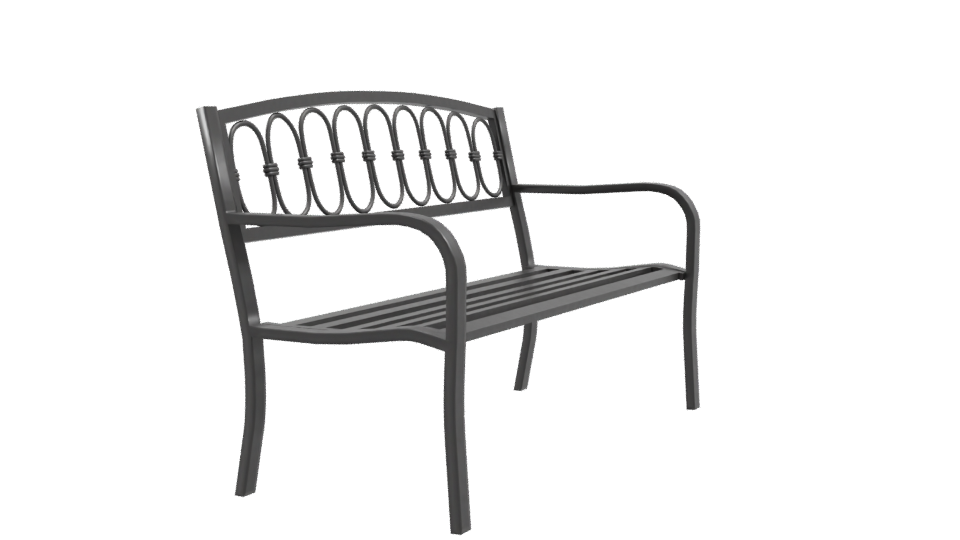 Stylish Outdoor Metal Bench 3D - Professional 3D Model Render 9