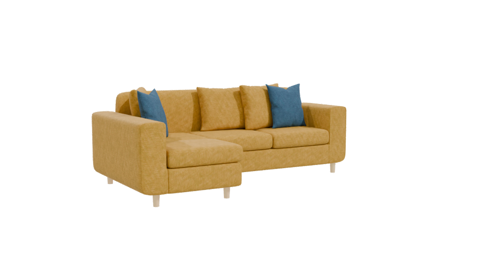 Stylish Yellow L-Shaped Sofa 3D Model - Professional 3D Model Render 10