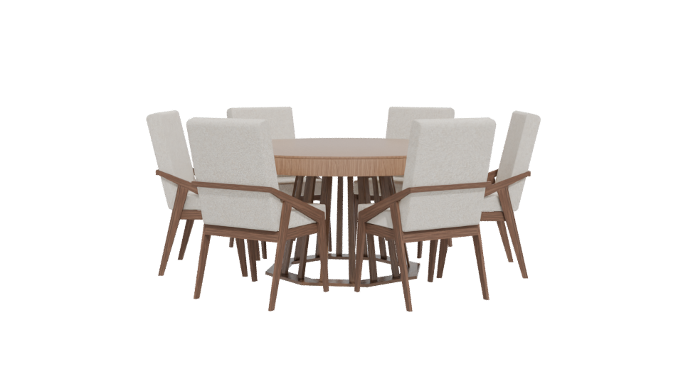 Stylish Round Dining Table Set - Professional 3D Model Render 12