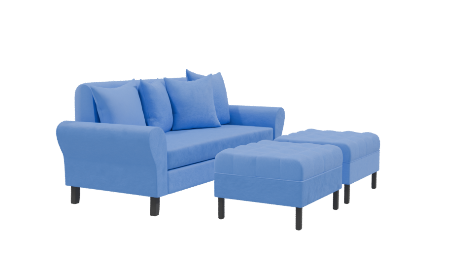 Stylish Blue Sofa Set 3D - Professional 3D Model Render 9