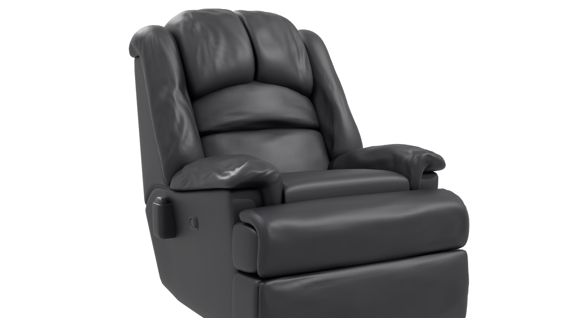 Realistic Black Leather Recliner Armchair 3D Model - Professional 3D Model Render 10
