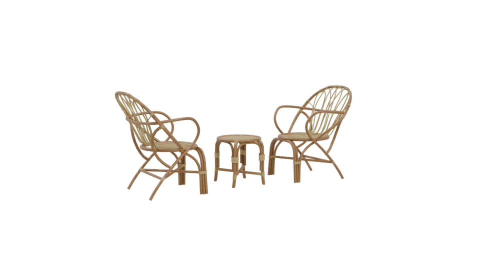 Stylish Rattan Furniture Set - Professional 3D Model Render 4