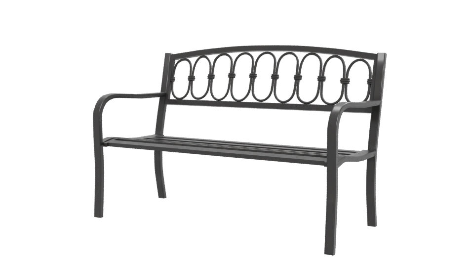 Stylish Outdoor Metal Bench 3D - Professional 3D Model Render 12