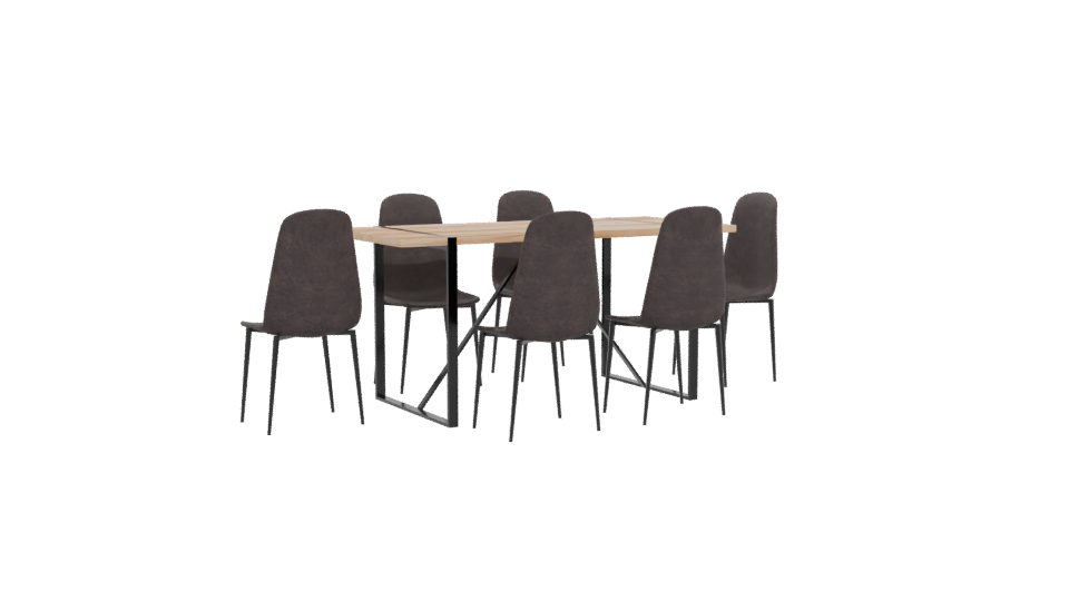 Contemporary Dining Set with Chairs 3D Model - Professional 3D Model Render 4