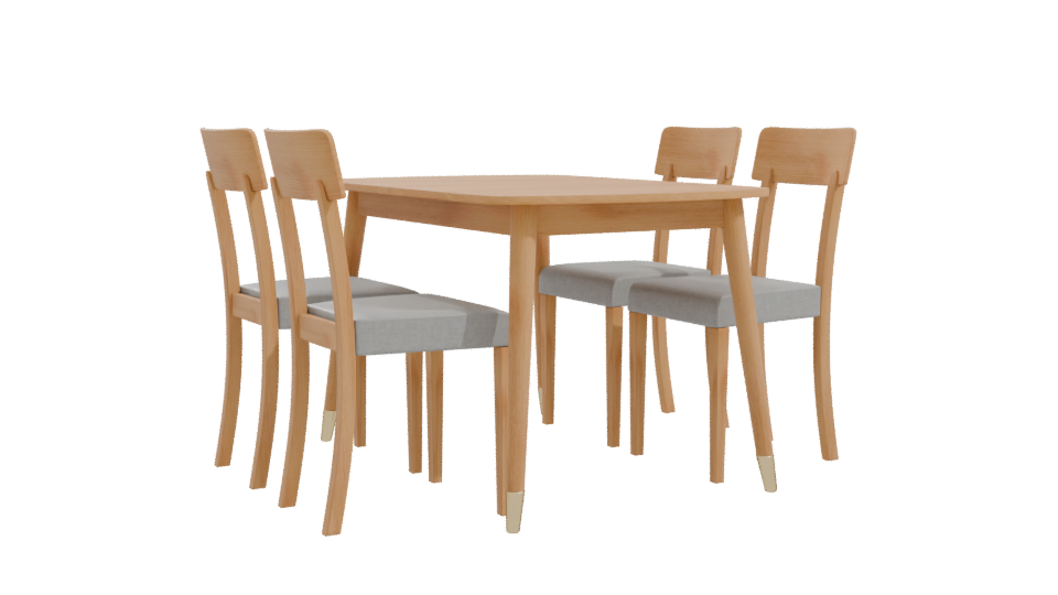 Stylish Wooden Dining Table Set - Professional 3D Model Render 10