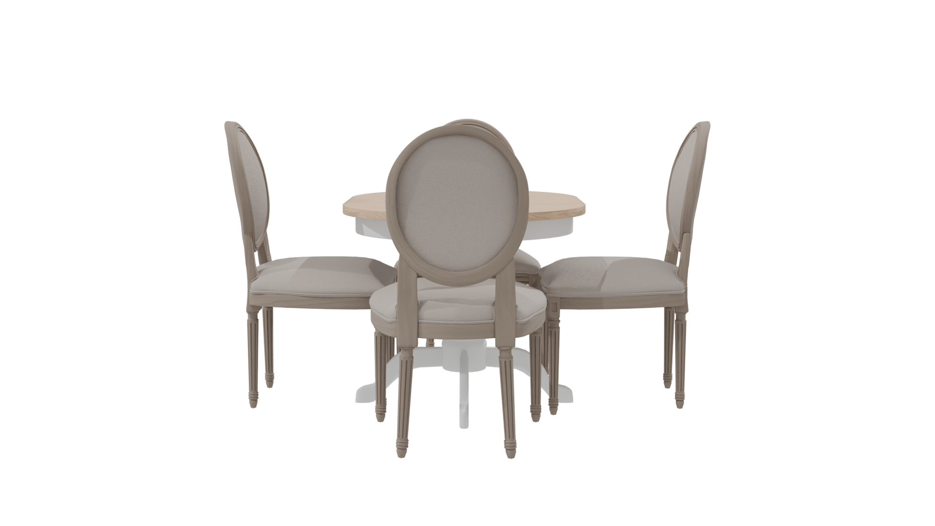 Elegant Round Dining Table with Upholstered Chairs 3D Model - Professional 3D Model Render 8