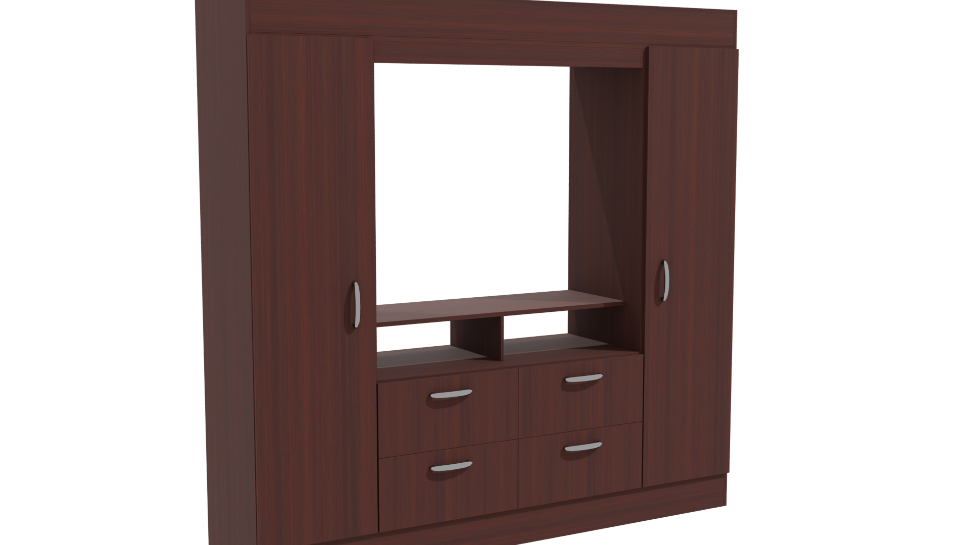 Contemporary Wood Entertainment Center 3D - Professional 3D Model Render 10