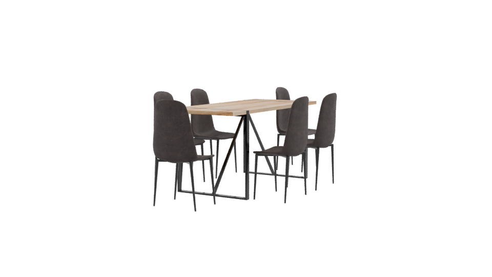 Contemporary Dining Set with Chairs 3D Model - Professional 3D Model Render 9