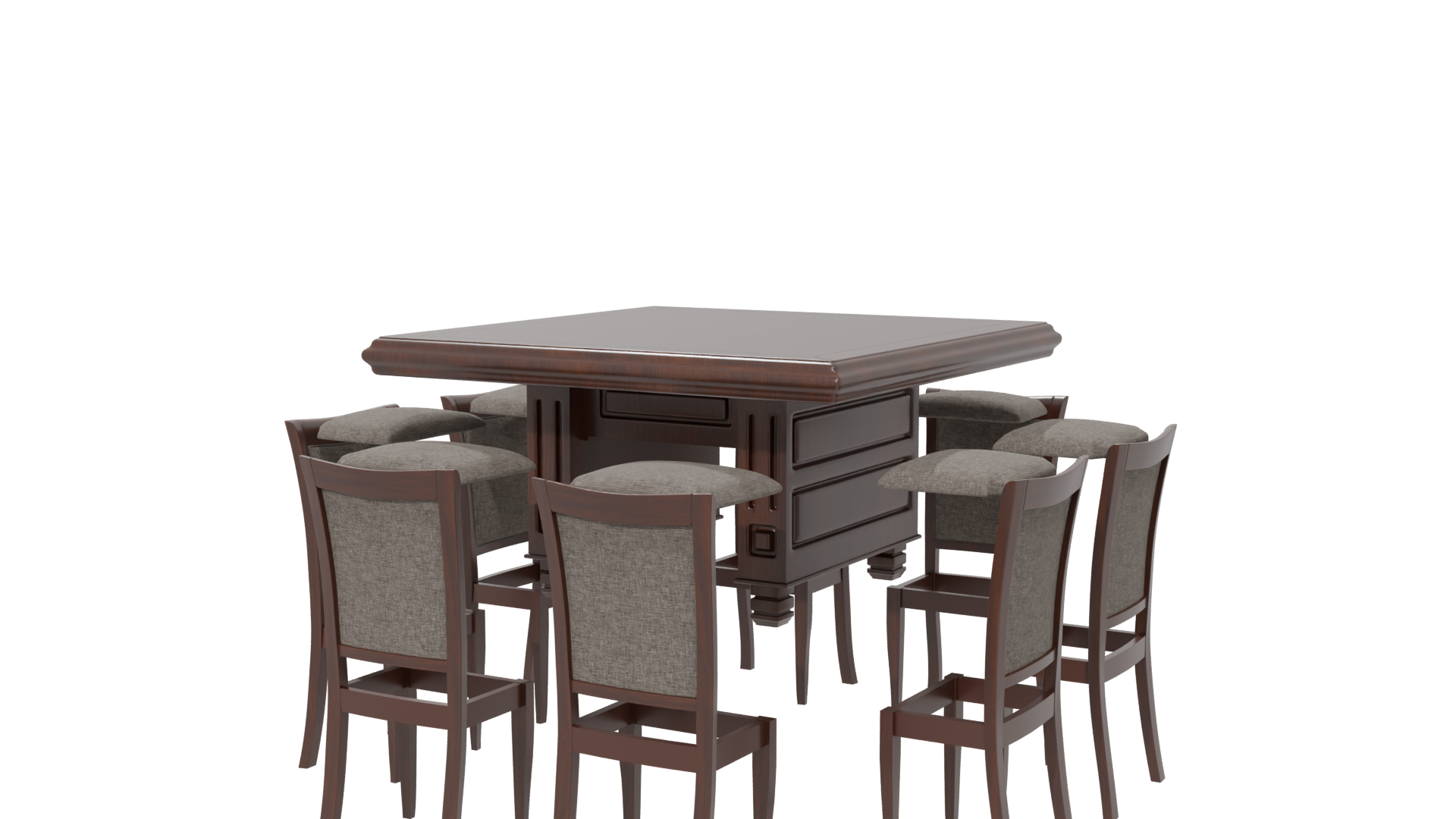 Elegant Wooden Dining Set 3D - Professional 3D Model Render 6