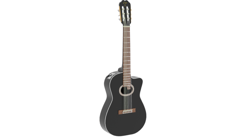Stylish Black Acoustic Guitar 3D Model - Professional 3D Model Render 10