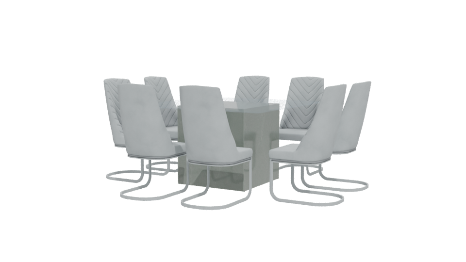 Elegant Glass Dining Table Set 3D - Professional 3D Model Render 12
