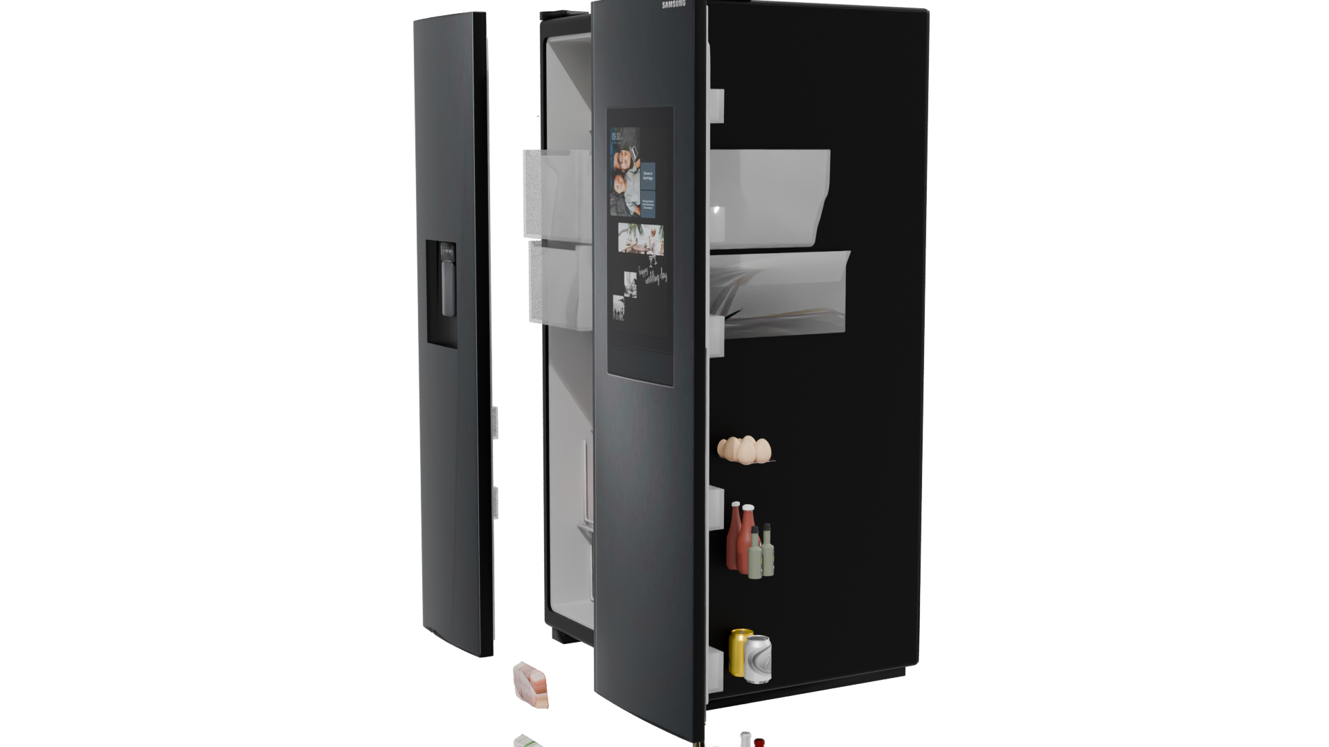 Modern Black Refrigerator 3D Model - Professional 3D Model Render 13