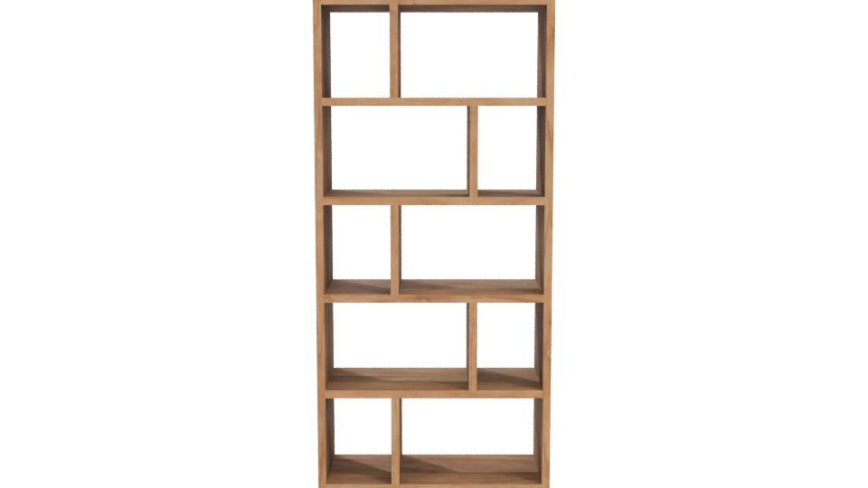 Contemporary Wooden Bookshelf Model - Professional 3D Model Render 5