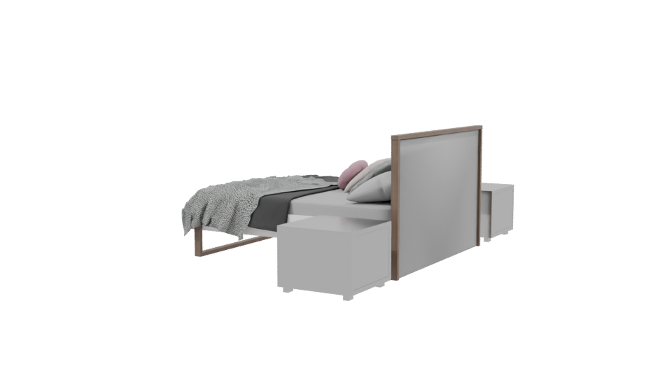Modern Queen Bed with Nightstands 3D - Professional 3D Model Render 3