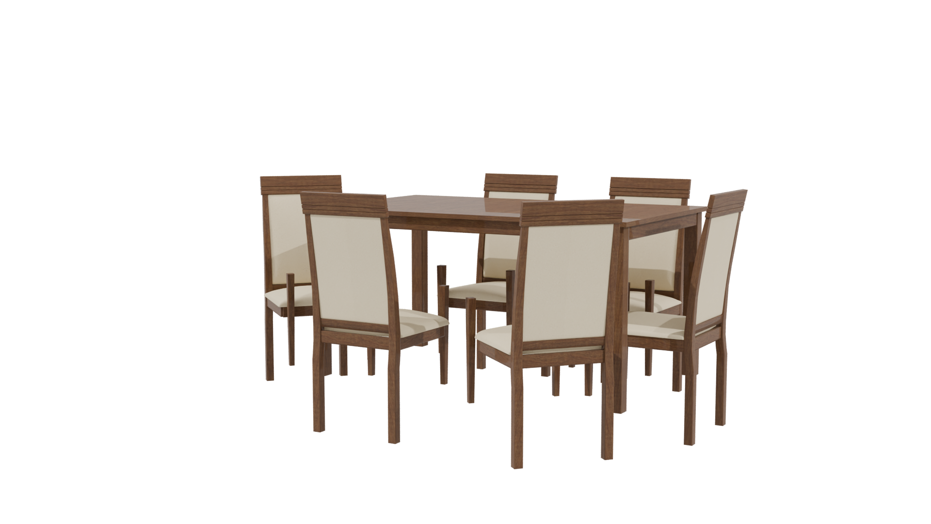 Elegant Wooden Dining Table Set 3D Model - Professional 3D Model Render 12