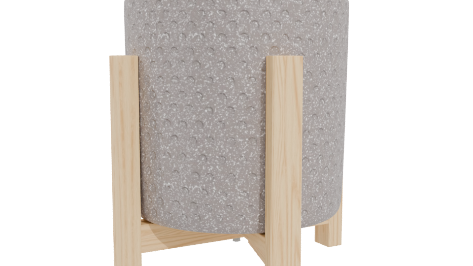 Stylish Modern Planter with Wooden Stand 3D Model - Professional 3D Model Render 4