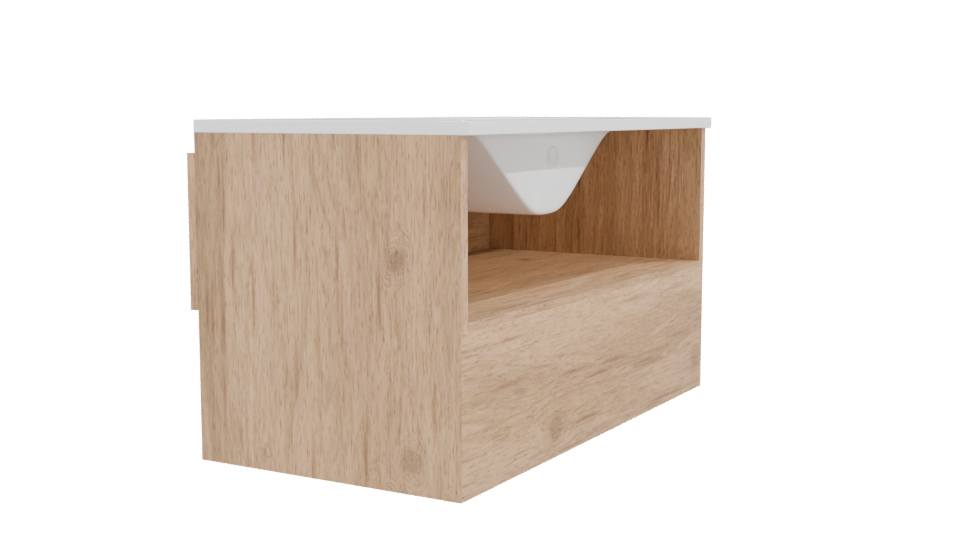 Minimalist Wooden Bathroom Vanity - Professional 3D Model Render 3
