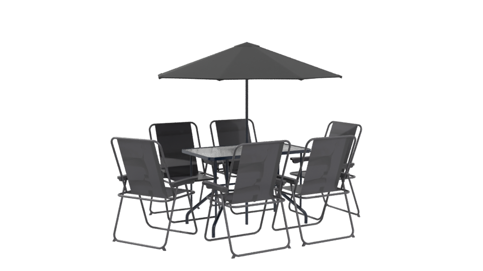 Stylish Outdoor Dining Set with Umbrella 3D Model - Professional 3D Model Render 4