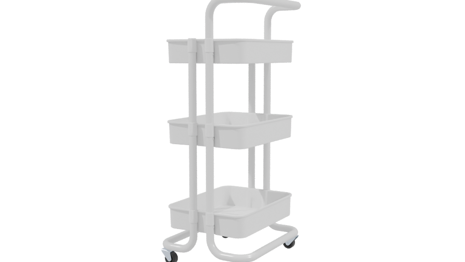Stylish Multi-Tier Utility Cart 3D - Professional 3D Model Render 3