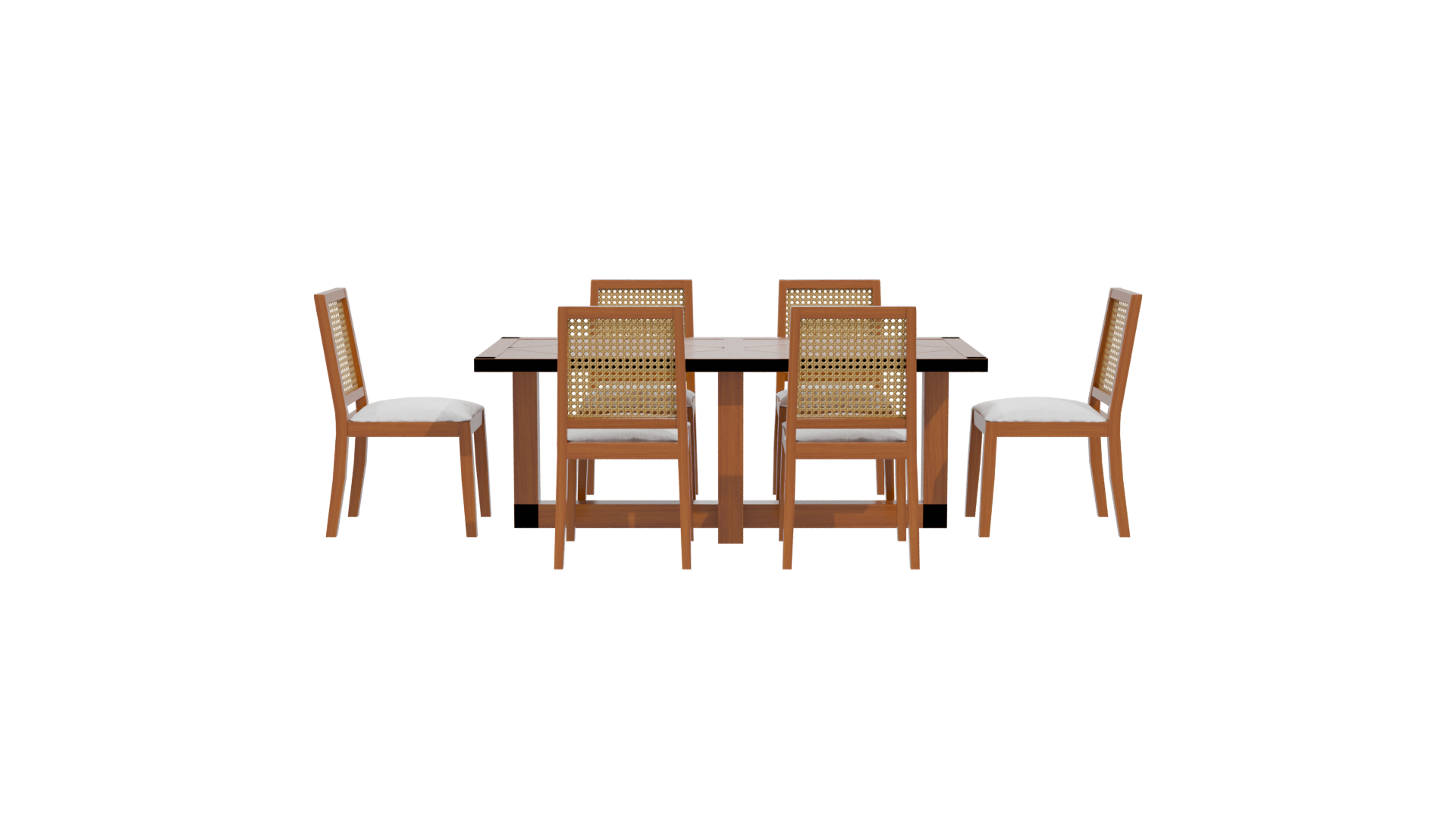 Stylish Wooden Dining Table Set - Professional 3D Model Render 11