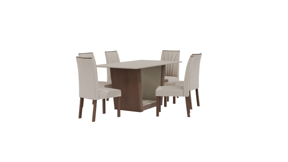 Elegant Rectangular Dining Table Set 3D Model - Professional 3D Model Render 9