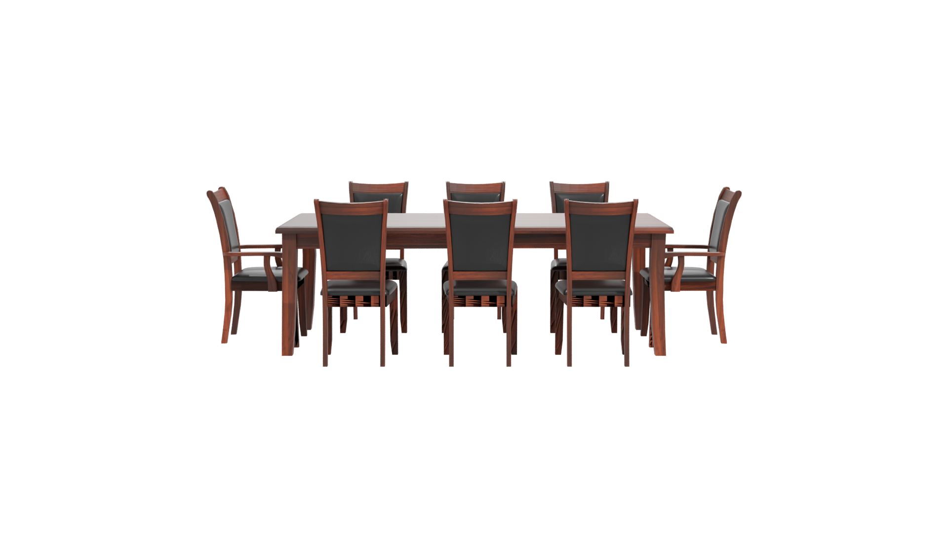 Elegant Rectangular Wooden Dining Table Set 3D Model - Professional 3D Model Render 11