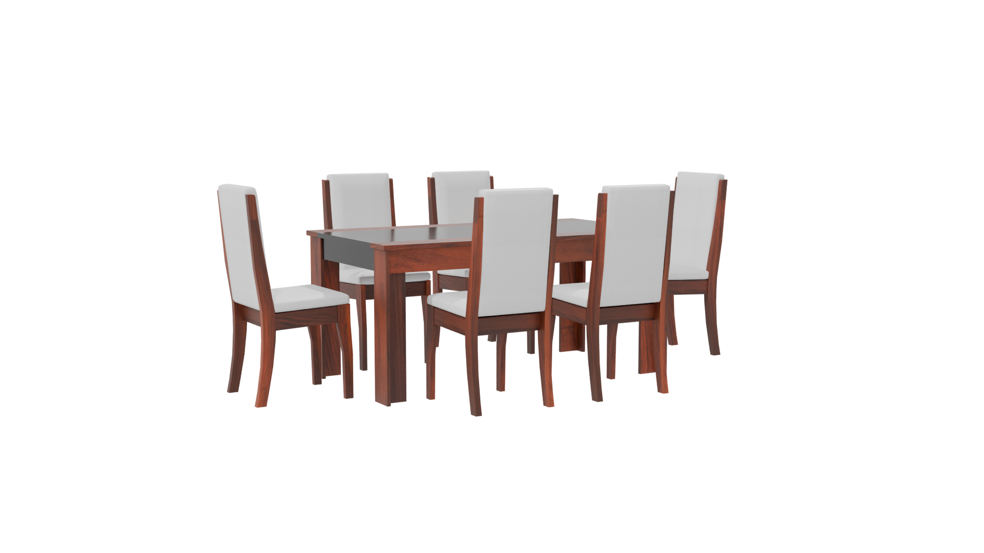 Elegant Wooden Dining Table Set 3D Model - Professional 3D Model Render 7