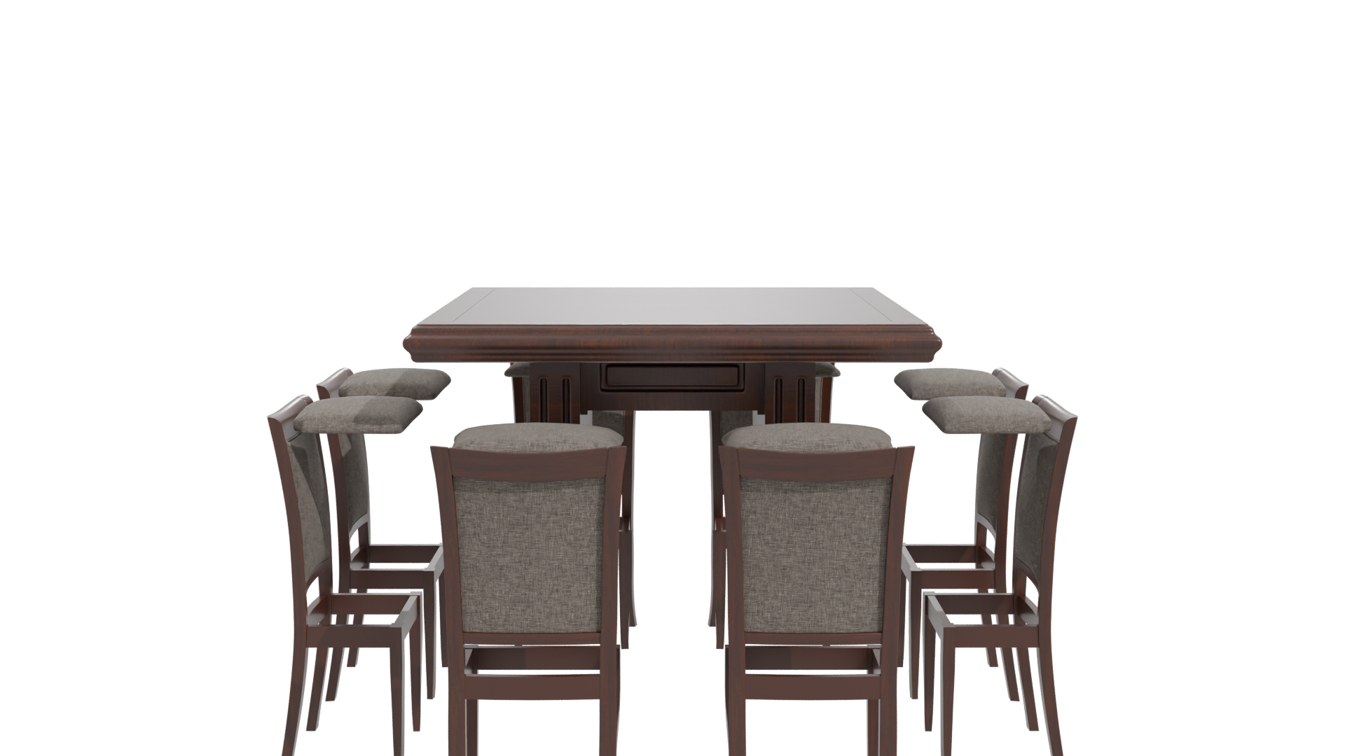 Elegant Wooden Dining Set 3D - Professional 3D Model Render 11