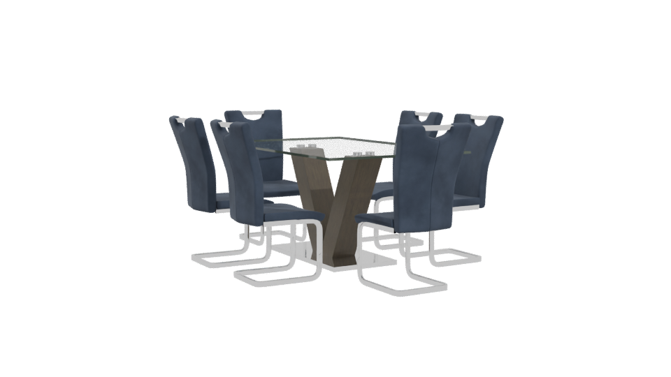Modern Glass Dining Table Set - Professional 3D Model Render 4
