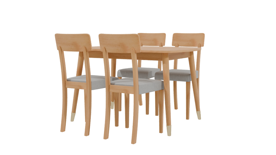 Stylish Wooden Dining Table Set - Professional 3D Model Render 3