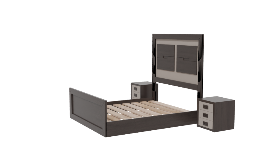 Stylish Wooden Bed with Nightstands 3D Model - Professional 3D Model Render 13