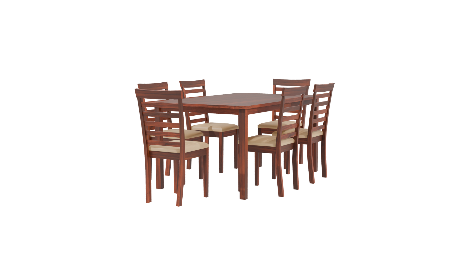 Wooden Dining Table Set 3D - Professional 3D Model Render 3