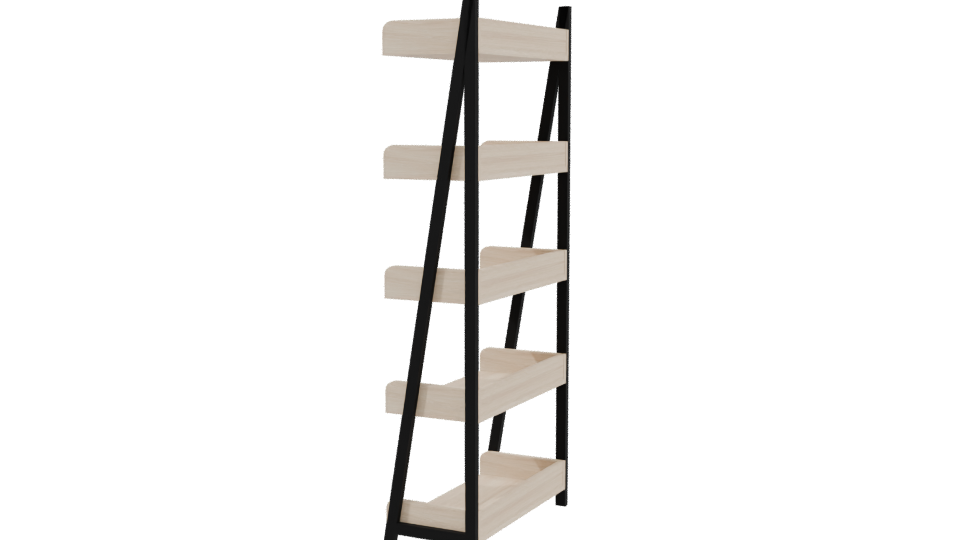 Minimalist Wooden Bookshelf Model - Professional 3D Model Render 3
