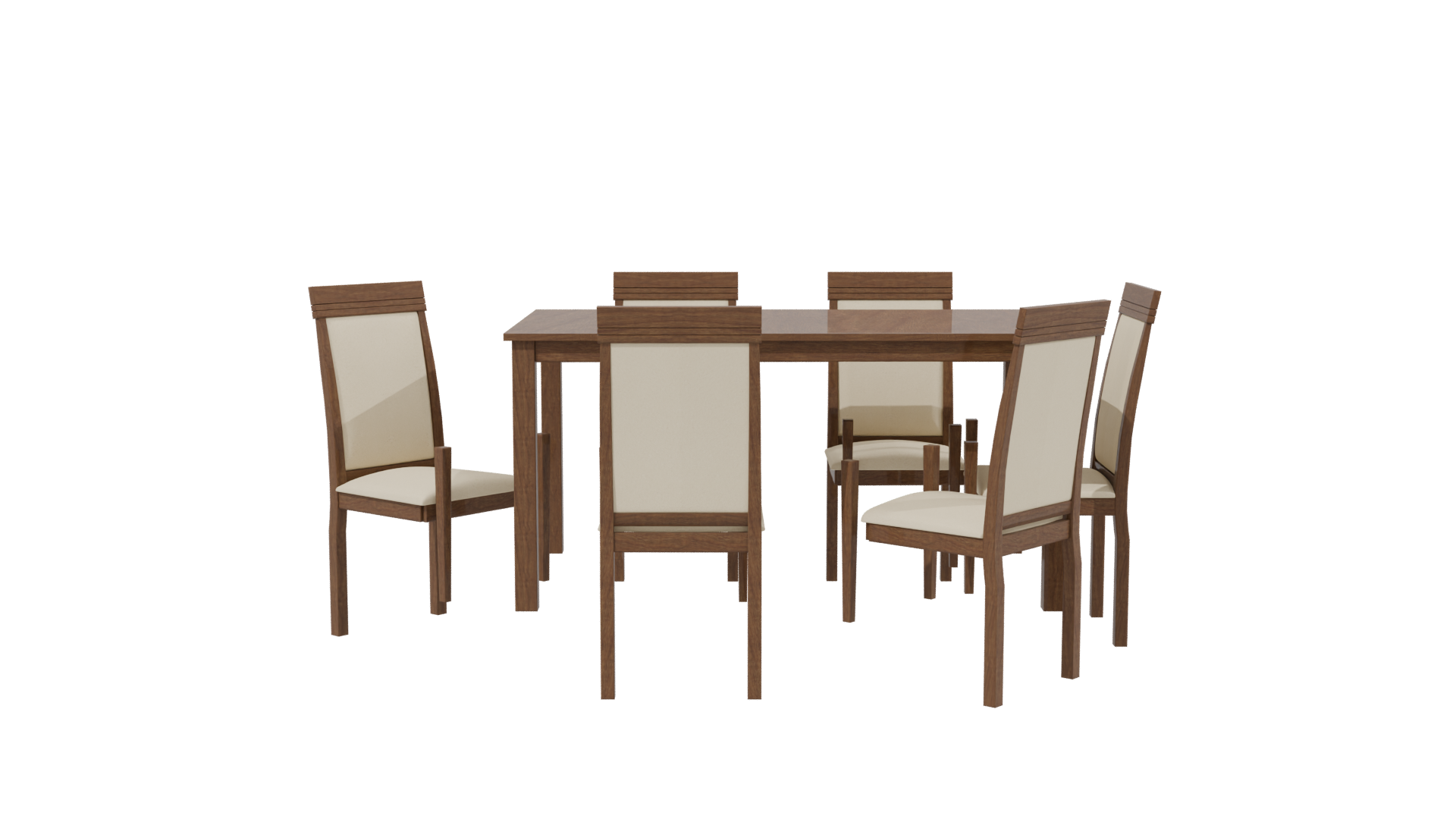 Elegant Wooden Dining Table Set 3D Model - Professional 3D Model Render 11
