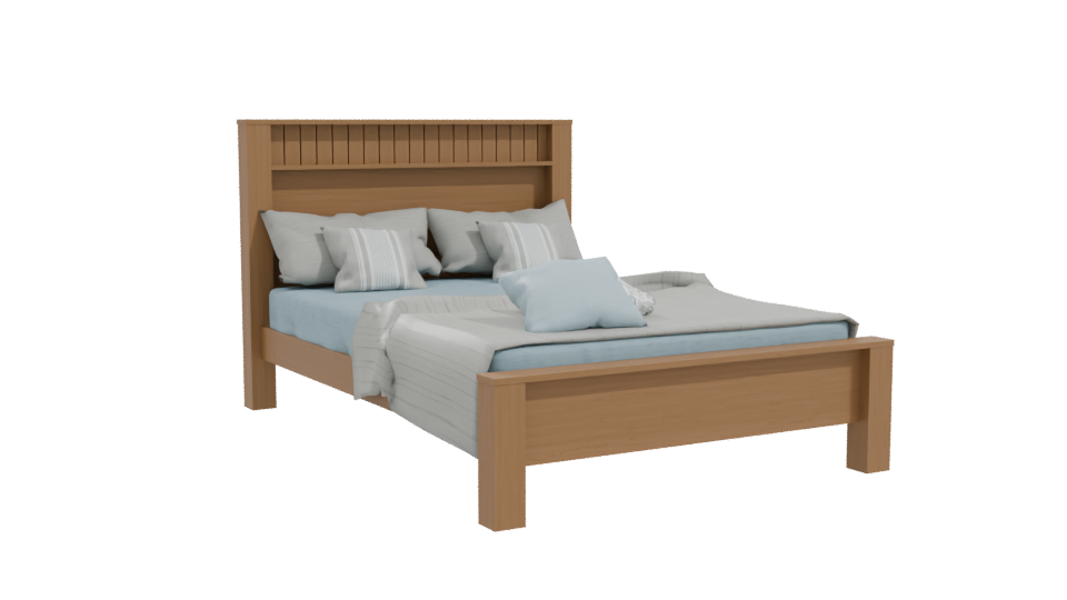 Stylish Wooden Bed 3D Model - Professional 3D Model Render 10