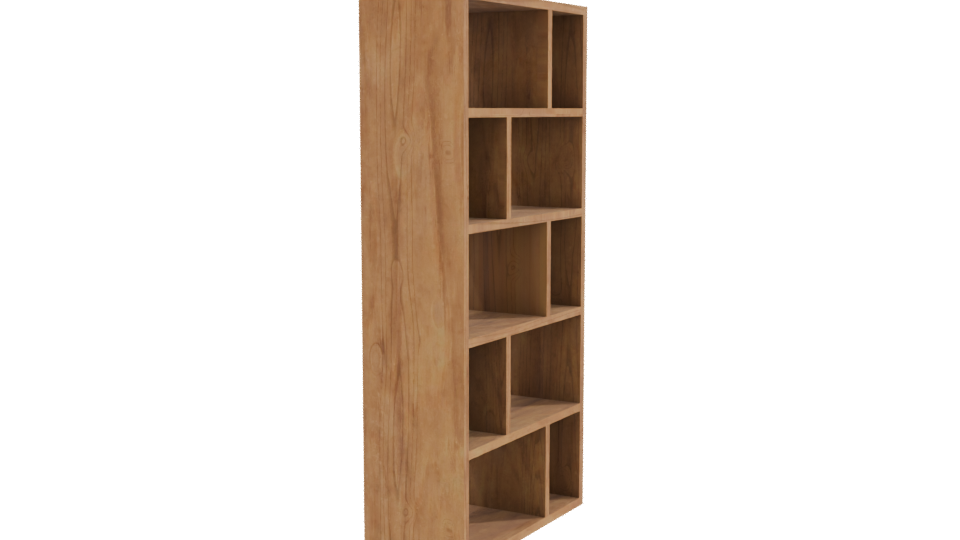 Contemporary Wooden Bookshelf Model - Professional 3D Model Render 9