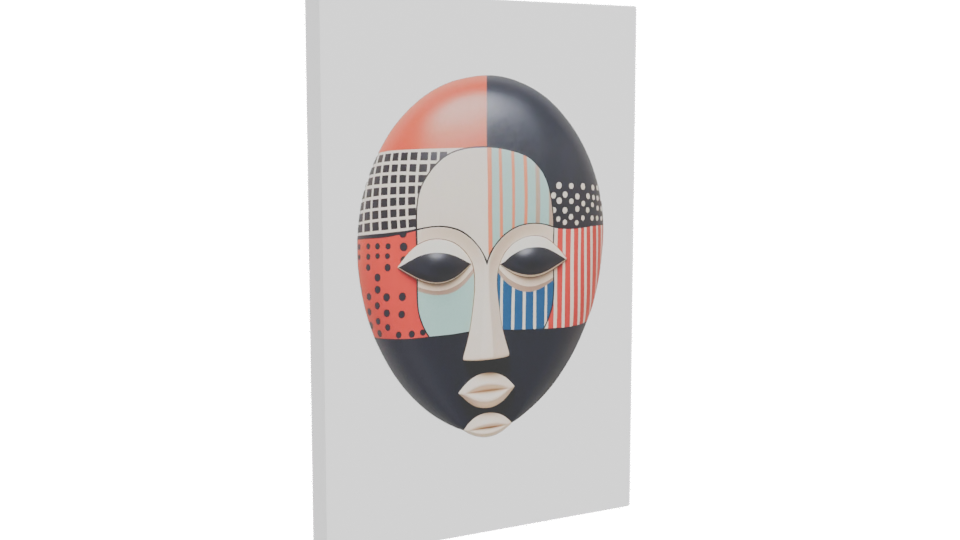 Stylized African Mask Model - Professional 3D Model Render 10